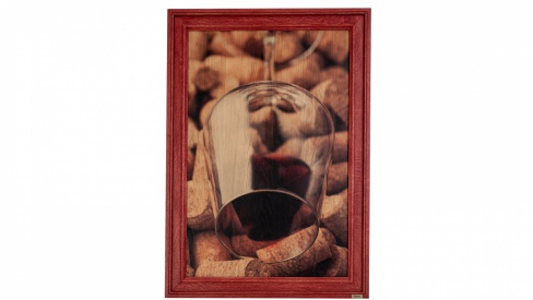 Print on framed Oak Wood: Wine glass, Decor for wine lovers
