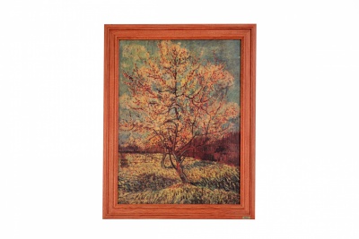 Print on framed Oak wood: Vincent Van Gogh The Pink Peach Tree, Painting's reproductions on wood, Picture printing, Oak wood frame, Wooden wall art