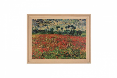 Print on framed Oak wood: Vincent Van Gogh Poppy Field, Painting's reproduction on Oak wood, Picture printing, Oak wood frame, Wall hanging