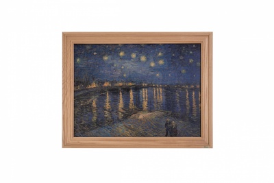 Print on framed Oak wood: Vincent Van Gogh Starry Night over the Rhone, Painting's reproduction print on Oak wood, Oak wood frame, Wall art