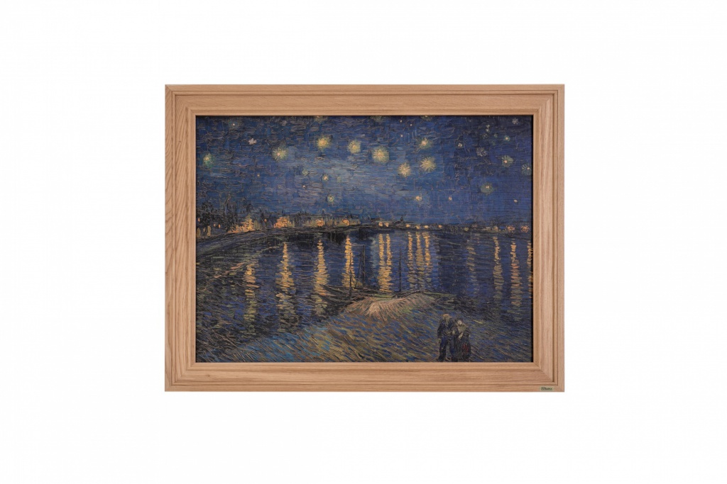 Print on framed Oak wood Vincent Van Gogh Starry Night over the Rhone