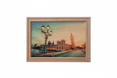 Print on framed Ash wood: London, Home Decor, Wooden wall art