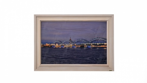 Print on framed Ash wood: City view picture, High quality solid wood frame, printed wall art