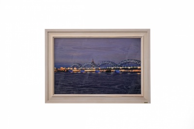 Print on framed Ash wood: City view picture, High quality solid wood frame, printed wall art