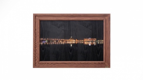 Print on framed Ash wood: City view, Wood wall art, Photography on wood, Home decor