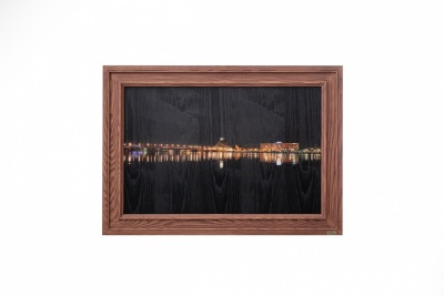 Print on framed Ash wood: City view, Wood wall art, Photography on wood, Home decor