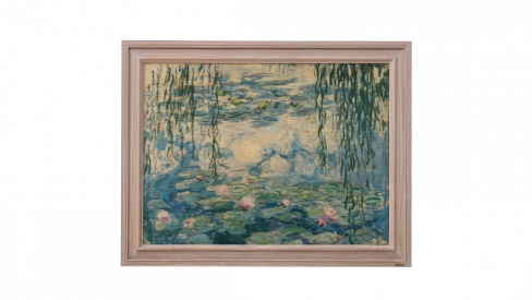 Print on framed Ash wood: Claude Monet, Nympheas, Painting reproduction on wood, Ash wood frame